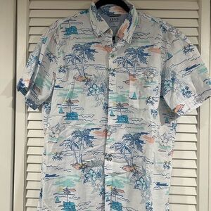 Izod Blue and White Casual Button Down Shirt